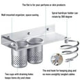 thumbnail image 3 of Wall Mounted Hair Dryer Holder, Multifunction Hair Dryer Stands, Aluminum Bathroom Organizer Shelf with 2 Cups, Hair Care and Styling Tool for Flat Iron Curling Wand, Silver, 3 of 8