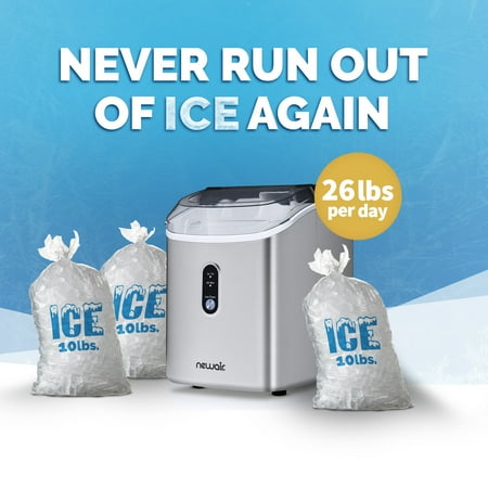 NewAir - 26 lbs. Countertop Nugget Ice Maker - Stainless Steel