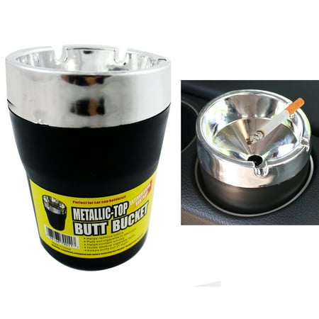 Outdoor Ashtray Cigarette - Metallic Top Butt Bucket Car Cigarette Ashtray Extinguish Odor Remover Container