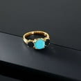 thumbnail image 3 of Gem Stone King 18K Yellow Gold Plated Silver Green Turquoise and Black Onyx 3 Stone Engagement Ring for Women (2.95 Cttw, Gemstone, Cushion 8MM, Size 7), 3 of 5