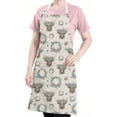 thumbnail image 5 of Beige Highland Cow Flower Wreath Pattern Apron-Garden Aprons for Women with Pockets-Cotton Linen Waterproof Kitchen Cooking Gardening Aprons Adjustable for Kitchen,Cooking,BBQ and Salon 33x27 Inch, 5 of 7