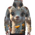 thumbnail image 7 of Daiia Adorable Llama In Flowers for Men's Fashion Hoodies & Sweatshirts with Kangaroo Pocket Hooded Sweatshirt Breathable & Moisture Wicking-4X-Large, 7 of 7