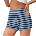 thumbnail image 2 of Costeam Womens Horizontal Striped Textured Knit Shorts High Rise Elastic Waist Slim Fit Stretch Breathable Lightweight Casual Workout Running Athletic Short Bottoms, 2 of 6