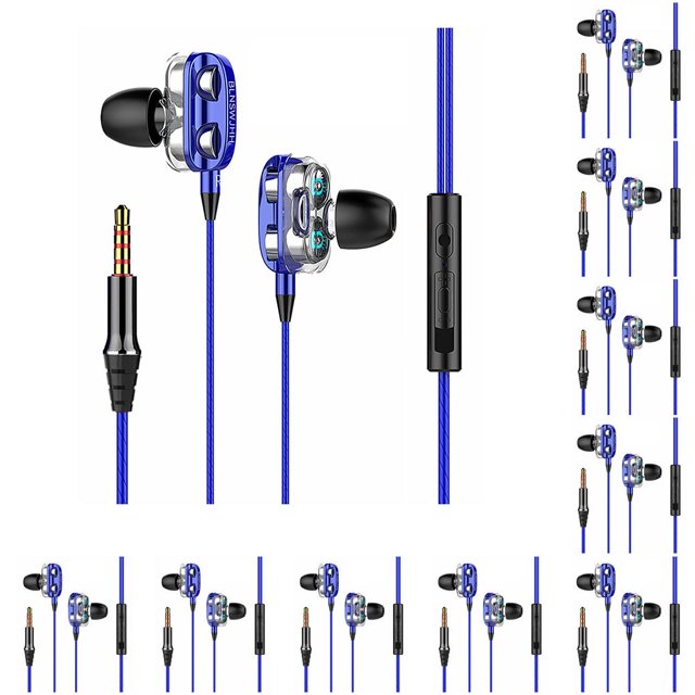 Tholdsy Auriculares con cable Cancelación de ruido portátil Auriculares dinámicos Escuchar música Ver videos Auriculares con micrófono Azul Azul 10piezas