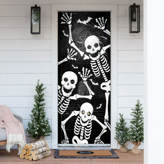 Skeleton Halloween Door Cover, Halloween Decorations, It's Spooky Season Witches QNK857D - 30" x 80"