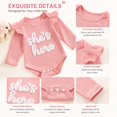 thumbnail image 4 of Enyan Newborn Baby Girl Fall Winter Outfit Long Sleeve Romper Floral Daisy Flare Pants and Headband Clothing Set（Size Newborn）, 4 of 8
