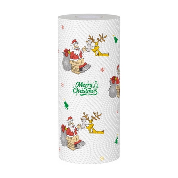 Christmas Paper Towels, 40 Sheet Roll Disposable Absorbent Oil Resistant Kitchen Towels for Holiday Home Party Use