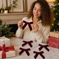 thumbnail image 6 of Burgundy Velvet Bow Christmas Tree Ornament Hanging Decoration for Wreaths and Garlands, 6 of 7