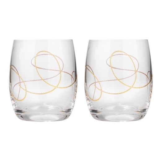 Elegant and Modern Design Decorative Club Gold String Rock Whiskey Glass for Hosting Parties and Events - 10 oz Crystal Alcohol Glasses, 300ml, Set of 2