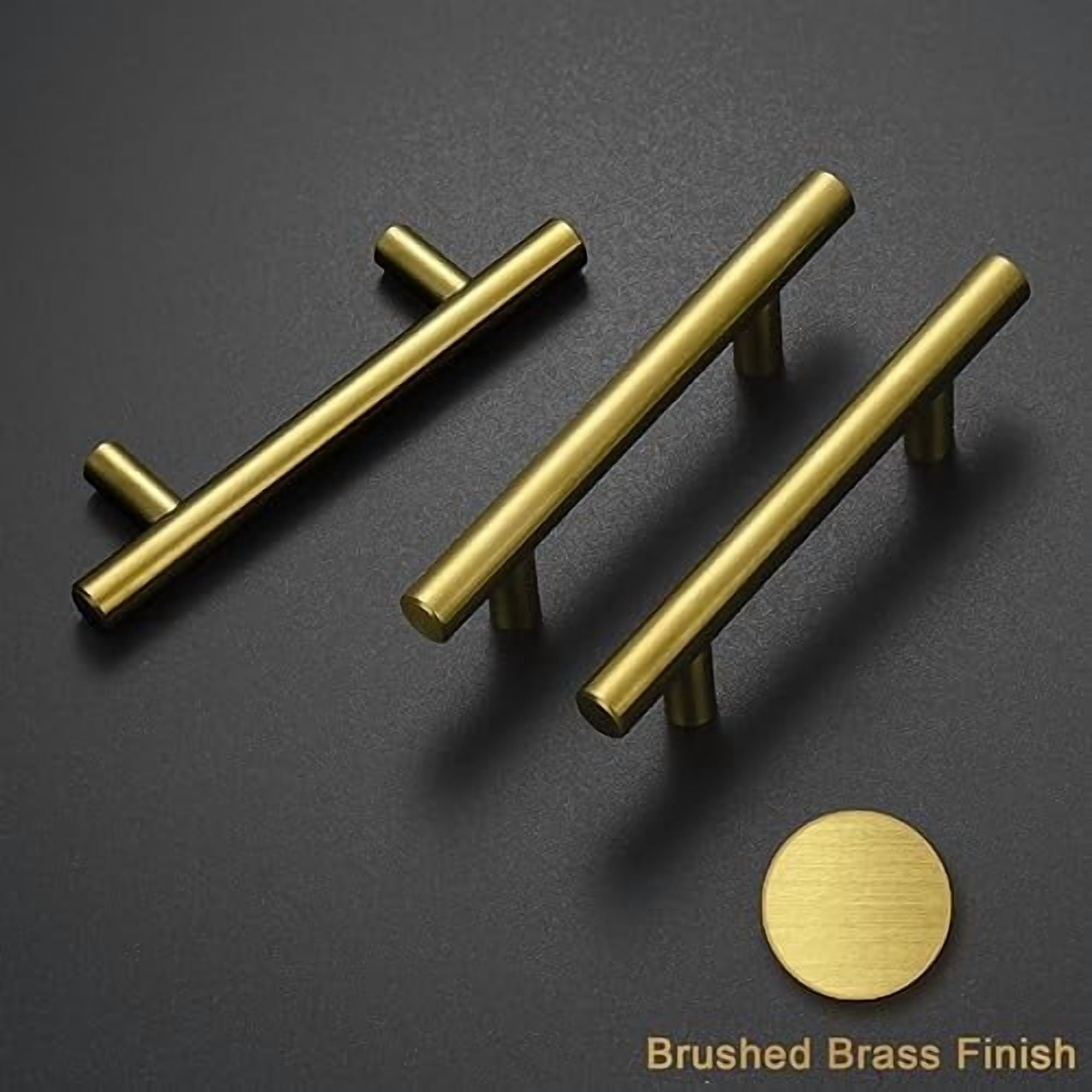 30 Pack Brushed Brass Cabinet Handles Gold 3 Inch Hole Center Cabinet Pulls Stainless Steel Drawer Handles Kitchen Cabinet Hardware Pulls for Cabinets and Drawers - 5" Length,