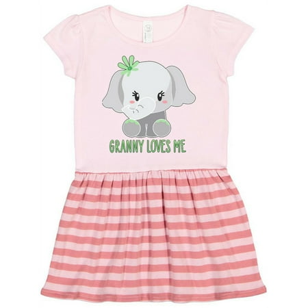 

Inktastic Granny Loves Me- cute elephant Gift Toddler Girl Dress