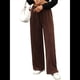 thumbnail image 3 of Pantalones Deportivos de Pierna para Mujer, Cintura Alta, Holgados y con Cordón Ajustable Color Café XXL, 3 of 9