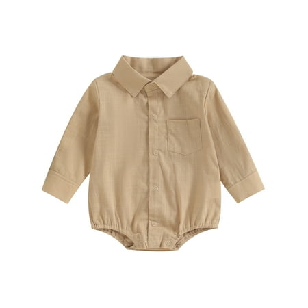 

Bagilaanoe Newborn Baby Boy Gentleman Clothes Rompers Shirts Solid Color Long Sleeve Bodysuits 6M 12M 18M 24M Infant One Piece Short Jumpsuit