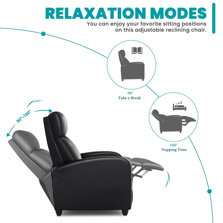 Edx Recliner Chair, Black with Footrest and Side Pocket photo 3