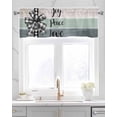thumbnail image 2 of Christmas Linen Curtain Valance for Bedroom/Bathroom/Kitchen/Office/Living/Dining Room Window,Joy Peace Love Beige Teal Grey Xmas Bow Knot Rod Pocket Topper Decorative Cafe Drapes Panel 54"x18", 2 of 6
