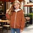 thumbnail image 6 of SERTGUTR Girls Leopard Print Hooded Sweatshirt, Zip Up Fleece Jacket with Pockets, Long Sleeve Casual Outerwear, Everyday School Outdoor Warm Coat, 6 of 8