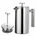 thumbnail image 1 of Cafetera de prensa francesa de acero inoxidable Wamans, 800 ml, con aislamiento de doble pared, de acero inoxidable y tetera. Fácil de limpiar y prensar. Prensa de café de metal resistente y de alta, 1 of 6