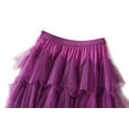 thumbnail image 2 of JMSUN Tulle Skirts for Women High Waist Layered Floral Print Brown Skirt Mesh A-Line Midi Layered Ruffles Mesh Skirt, 2 of 5
