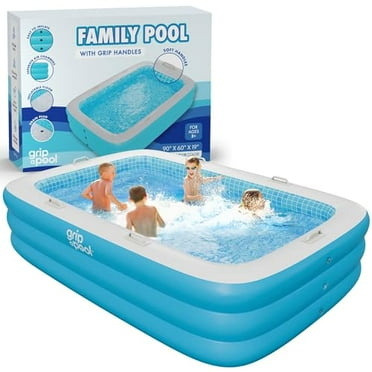 Grip A Pool Large Inflatable Family Size Swimming Pool 90''x60''x19'' Blow up Pool for Kids and Adults