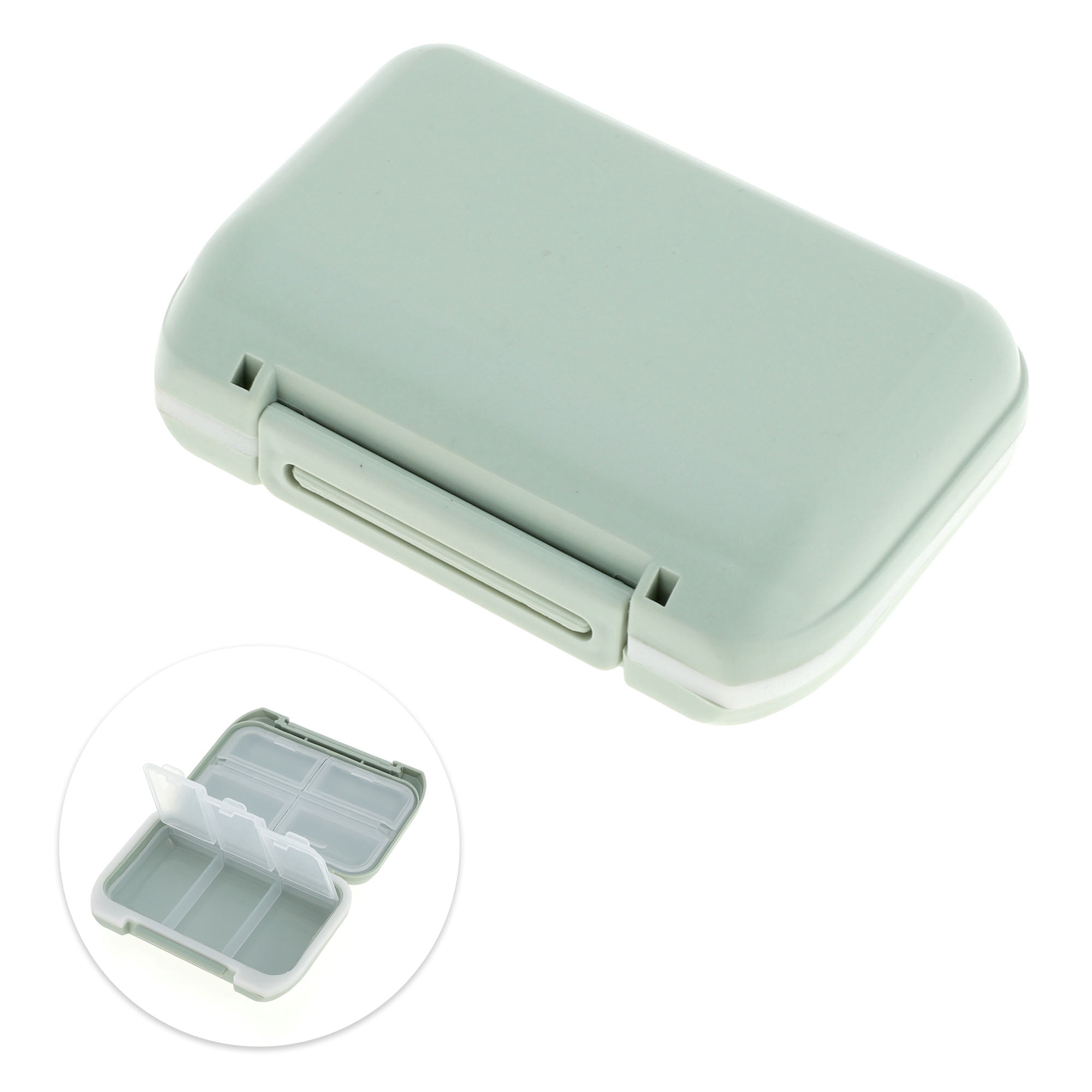 Unique Bargains 7 Grids Double Layer Pill Box 1 Pc Light Gray Green