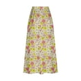 thumbnail image 5 of Mrat Plaid Skirt Women's Casual Retro Floral Skirts Linen Elastic Waist Pleated Maxi Skirt with Pockets Plus Size Skirts S-256 Yellow 4XL, 5 of 5