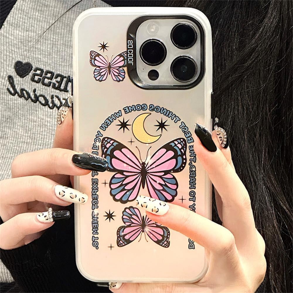 Compatible for iPhone 15 Case with Phone Charm Chain,Pink