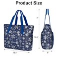 thumbnail image 3 of Tote Bag for Women - Dark Blue Christmas Snowflake Pattern Shoulder Bag - Large Utility Work Duffle Bag with Zipper Handbag for Travel, Work, Sprots, 3 of 5