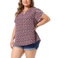 thumbnail image 4 of Agnes Orinda Women's Plus Size Mother's Day Tops Floral V Neck Tulip Short Sleeve Blouses Summer Tunic Tops 4X Black Red, 4 of 6