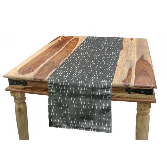 Abstract Table Runner, Geometric Pattern of Small Triangles over Grey Spotty Backdrop Geometric Details, Dining Room Kitchen Rectangular Runner, 3 Sizes, by Ambesonne