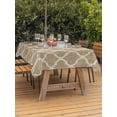 thumbnail image 3 of Outdoor Tablecloth with Umbrella Hole for Patio/Picnic/Party/Camping, Khaki Moroccan Waterproof Table Cloth Rectangle Table Cover Washable, Boho Retro Country Abstract Geometric Grid (52"x 70"), 3 of 8