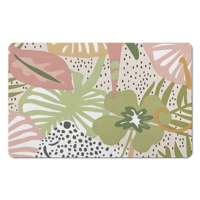 Safe & Stylish Abstract Plant Design Bath Mats in Pink Boho - Non-Slip, Washable for Bathroom Sink, Tub, Shower!