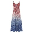 thumbnail image 4 of Save On 4Th of July Patriotic Dress for Women Independence Day Shirts American Flag Graphic Sundress Spaghetti Strap V-Neck Dresses Baggy Boho Beach Vacation Sun-Dress Maxi Dress, 4 of 5