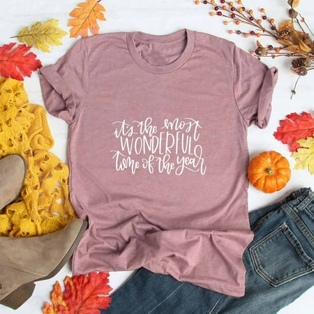 

OKBOP Scrub Tops Women Short Sleeves Thanksgiving Print Casual Pullover T-Shirt Long Sleeve Blouse Hocus Pocus Shirt Womens