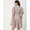 thumbnail image 4 of Moomaya Short Sleeves V Neck Cotton Dress - Women's Stylish Fit And Flare Dress, 4 of 9