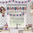thumbnail image 4 of Kitchen Cafe Valance Curtain for Small Windows,Memorial Day Patriotic Blue Red Star Rod Pocket Short Valances American Flag on Cotton Linen Window Treatment for Living Room/Bedroom/Bathroom,54x18in, 4 of 7