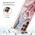 thumbnail image 4 of SaniMore for Samsung Galaxy S22 Ultra Case, Marble Pattern 3 in 1 Heavy Duty Shockproof Full Body Hard PC+IMD Bumper Drop Protective Women Girls Cover Rotating Ring Bracket Stand, Rose, 4 of 10