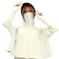 thumbnail image 2 of Women's Cropped UPF50+ Sun Protection Jacket, Ice Silk Hooded Long Sleeve with Thumb Holes, Summer Cycling Hiking Outdoor Wear Yellow One Size, 2 of 4