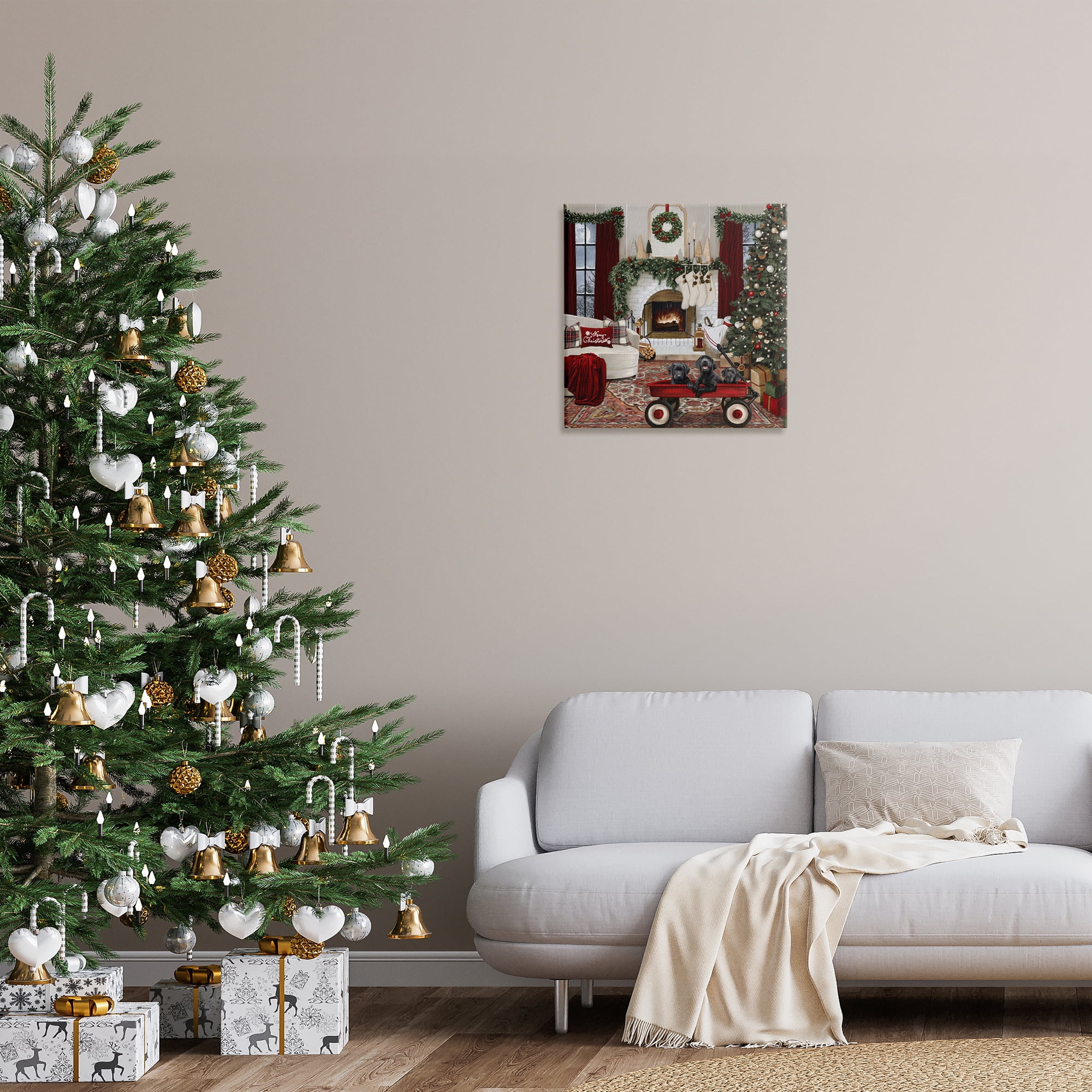 Stupell Industries Christmas Hearth Lounge Holiday Painting Gallery Wrapped Canvas Art Prints Wall Art, 24 x 24