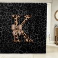 thumbnail image 2 of Manfei Dreamy Bow Alphabet K Shower Curtain 72Wx72L,Leopard Print Bathroom Curtain,Black Brown, 2 of 5