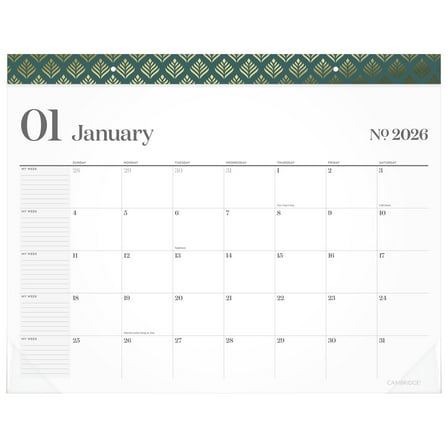 Cambridge WorkStyle 2026 Monthly Desk Pad Calendar Transformative Teal Standard