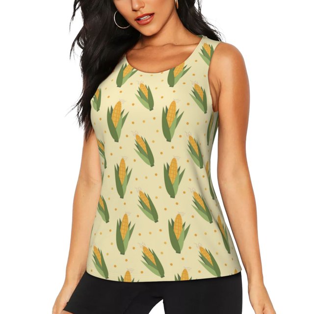 Fotbe Yellow Corn Blusas Sin Mangas para Mujer – Estilo Casual, Corte Suelto, Slim-Fit, Cuello Redondo Deportivo, Tops de Verano para Gimnasio y Yoga-Small