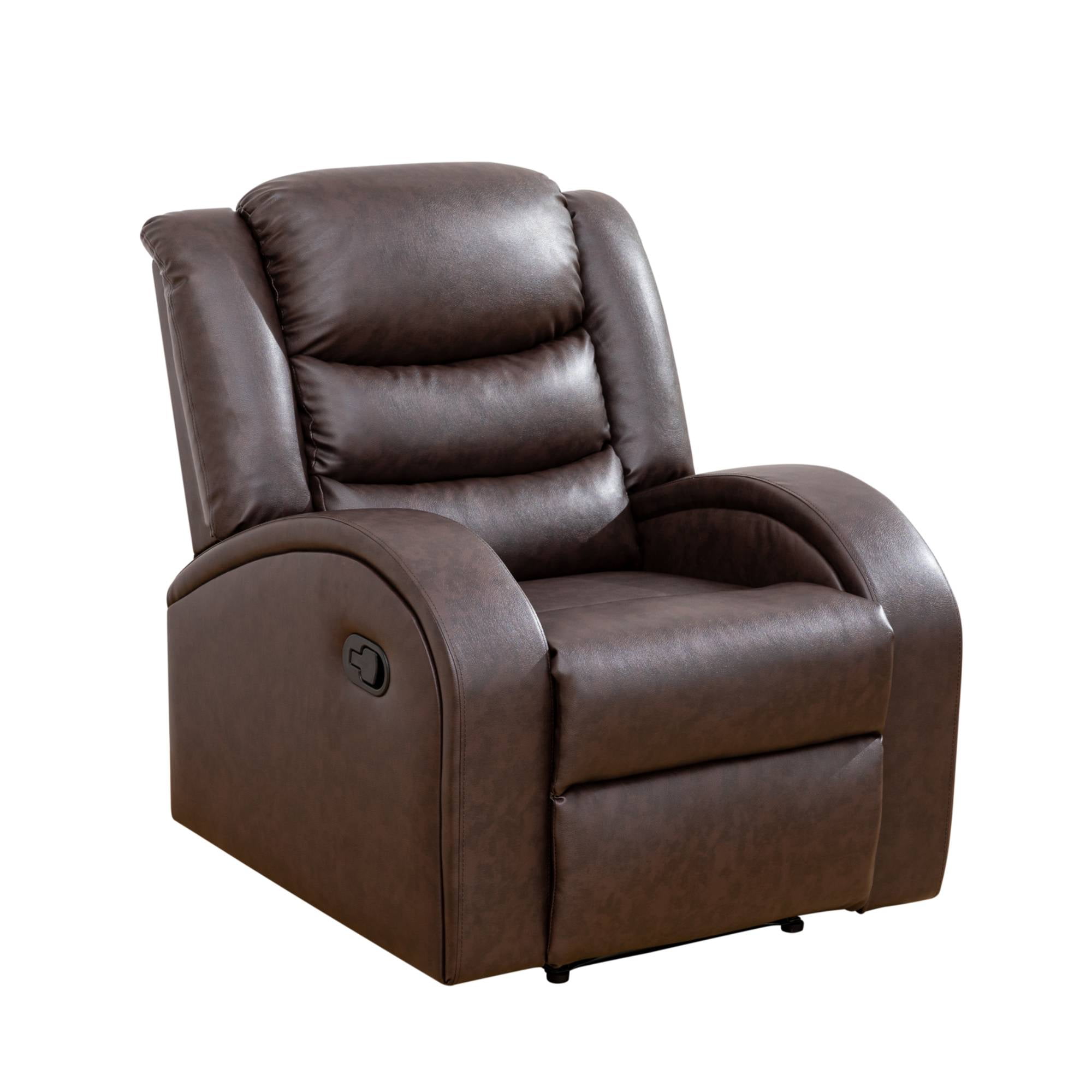 Manual Recliner Chair Leather Reclining Sofa Couch Home Theater Seating Seats for Living Room, Brown