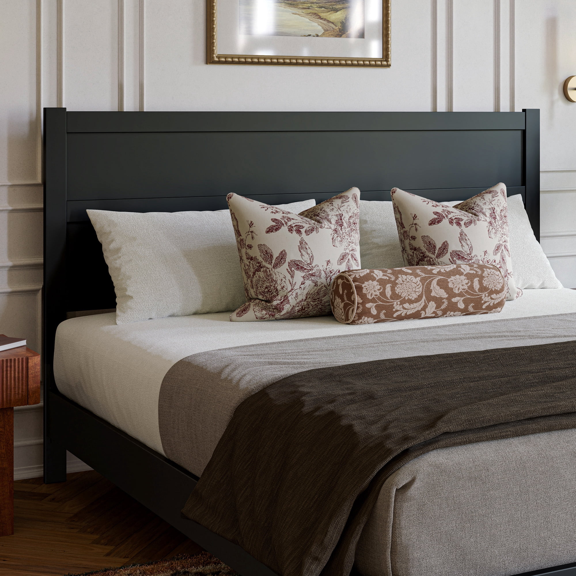 AFI Aveline King Modern Panel Wood Headboard, Black