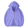 thumbnail image 6 of Akiihool Oversize Zip Up Hoodie Women Womens Zip Up Sweatshirts Jackets Long Sleeve Casual Loose Outwear with Pockets Purple,M, 6 of 6