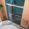thumbnail image 3 of TOBILI Frameless Double Sliding Shower Door, 69"-72" W, 79" H, Clear Tempered Glass,Brushed Chrome, 3 of 8