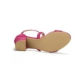 thumbnail image 5 of BLISSFUL STEP Women's Open Toe Cross Strap Mid Block Heel Sandals Hot Pink 10, 5 of 8