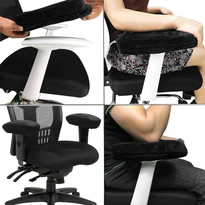 2pcs Memory Foam Chair Armrest Pads Comfy Office Arm Rest Mat For Elbow