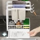 thumbnail image 4 of Kitchen Countertop Rag Rack Organizer | Stainless Steel Towel Shelf Black/White | Sponge Drainer Storage | Efficient Multi-Tier Design | 28x17.7x11cm | 1 Piece | Drip Tray Included, 4 of 6