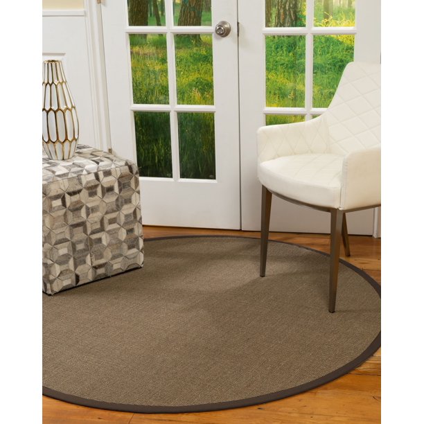 Natural Area Rugs Dalton Custom Sisal Rug, 6', Round Fudge Border