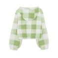 thumbnail image 4 of Coerni Kids Girls Cropped Tops Long Sleeve Plaid Fleece Button Down Winter Warm Blouses Stylish Soft Trendy Blouses Clothes, 4 of 4